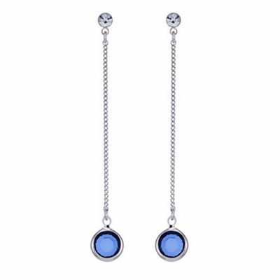 Designer blue crystal long chain earring